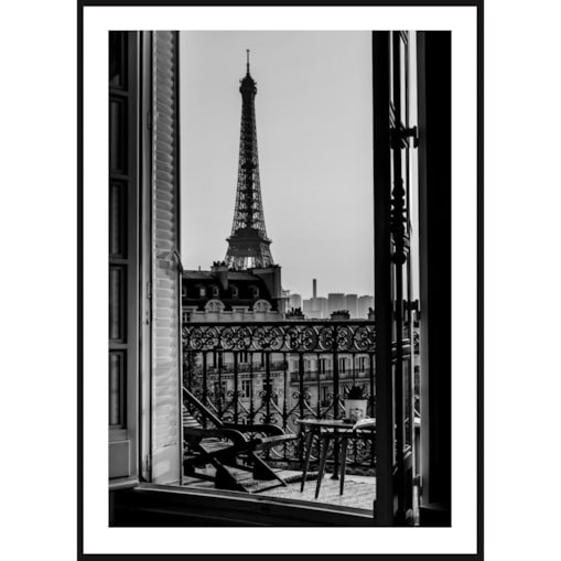 Poster Story, Plakat, Obraz - Widok z Balkonu na Wieżę Eiffla, wymiary 21 x 30 cm