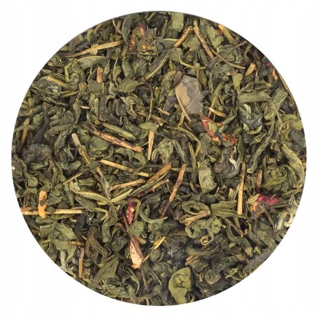 Herbata zielona TRUSKAWKOWY PONCZ o smaku truskawkowego ponczu PREMIUM - herbata liściasta sypana mieszanka napar susz - gotowa na prezent upominek