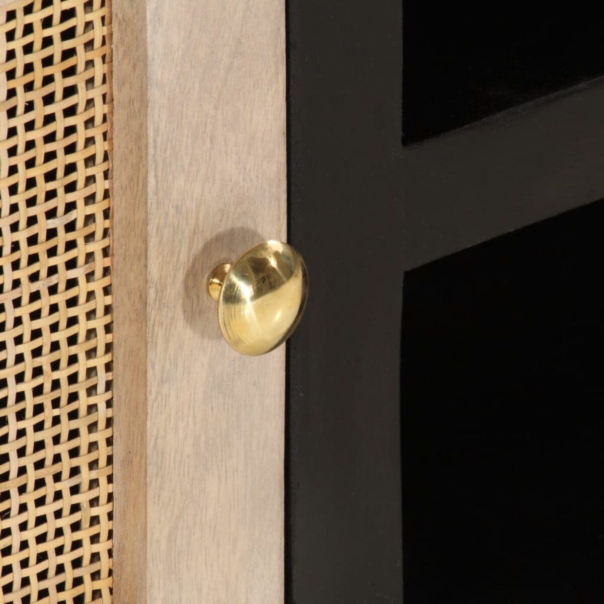 vidaXL Szafka pod TV, czarna, 110x30x40 cm, lite drewno mango i żelazo