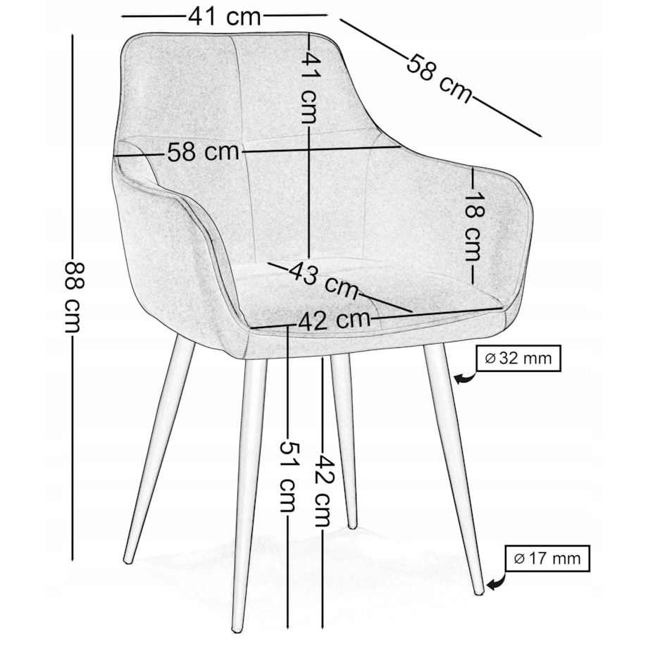 Krzesło tapicerowane welurowe QUATTRO velvet aksamit szary