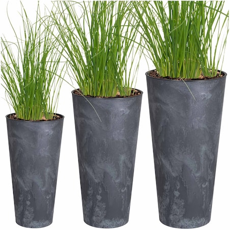 3X Doniczka Donica Ogrodowa Ogrodowe Beton Efekt Plastikowa Polska 28-47 Cm