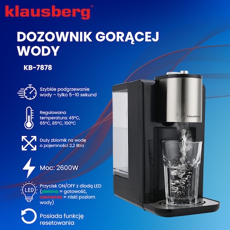 Dozownik dystrybutor podgrzewacz do gorącej wody 2.2L z regulacją temperatury KLAUSBERG
