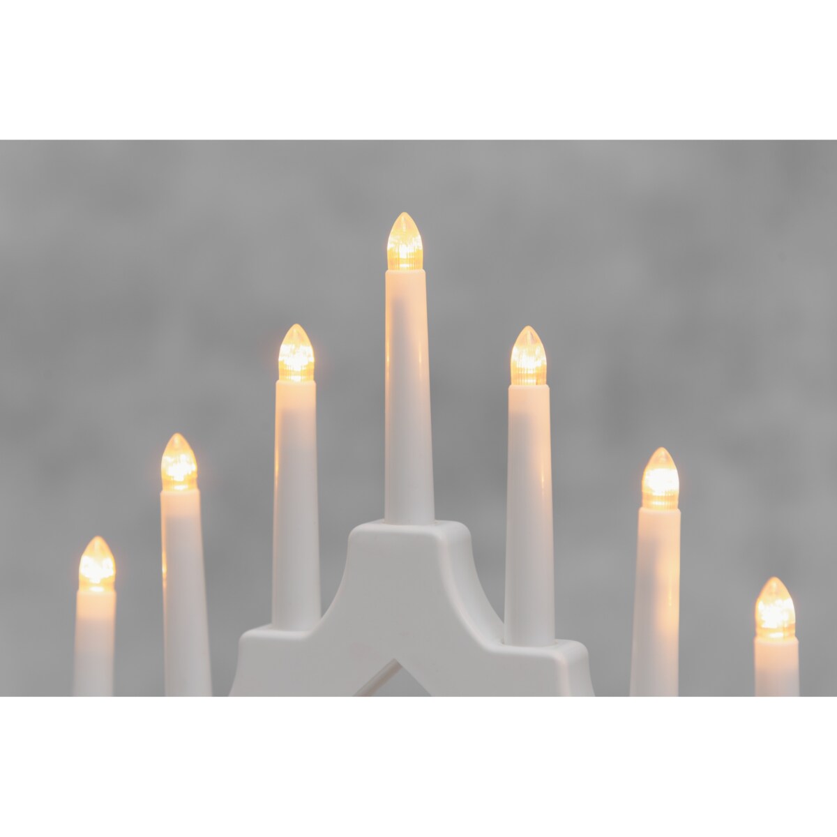 Świecznik adwentowy LED, 7 lampek, 29 cm, na baterie, kolor biały, tworzywo sztuczne