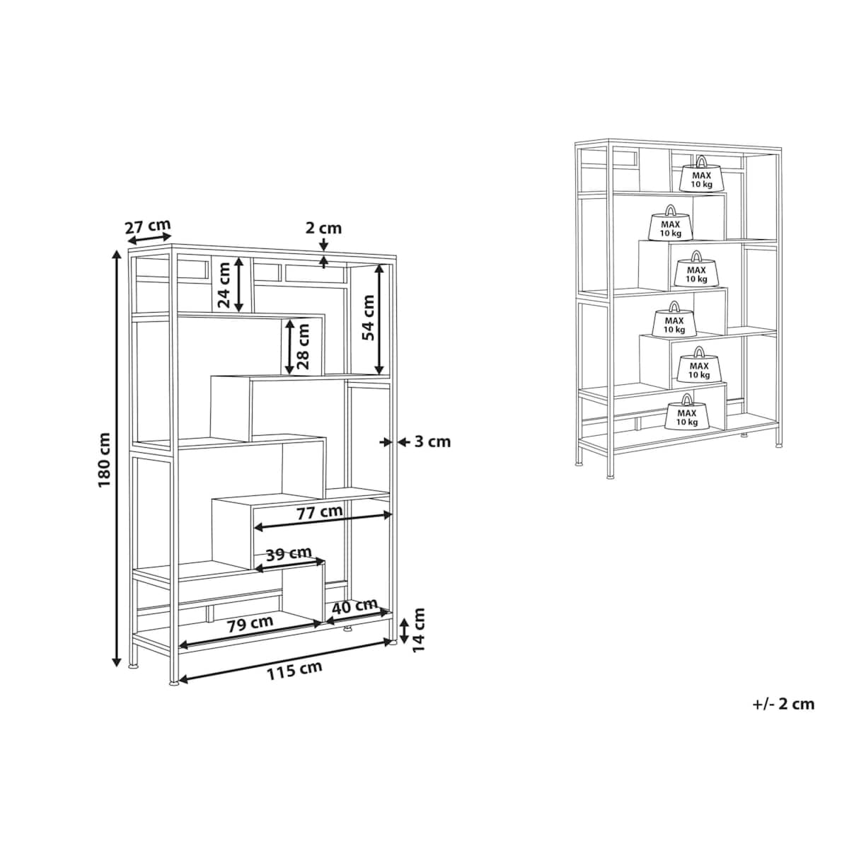 Regał 6 półek ciemne drewno DAVEN