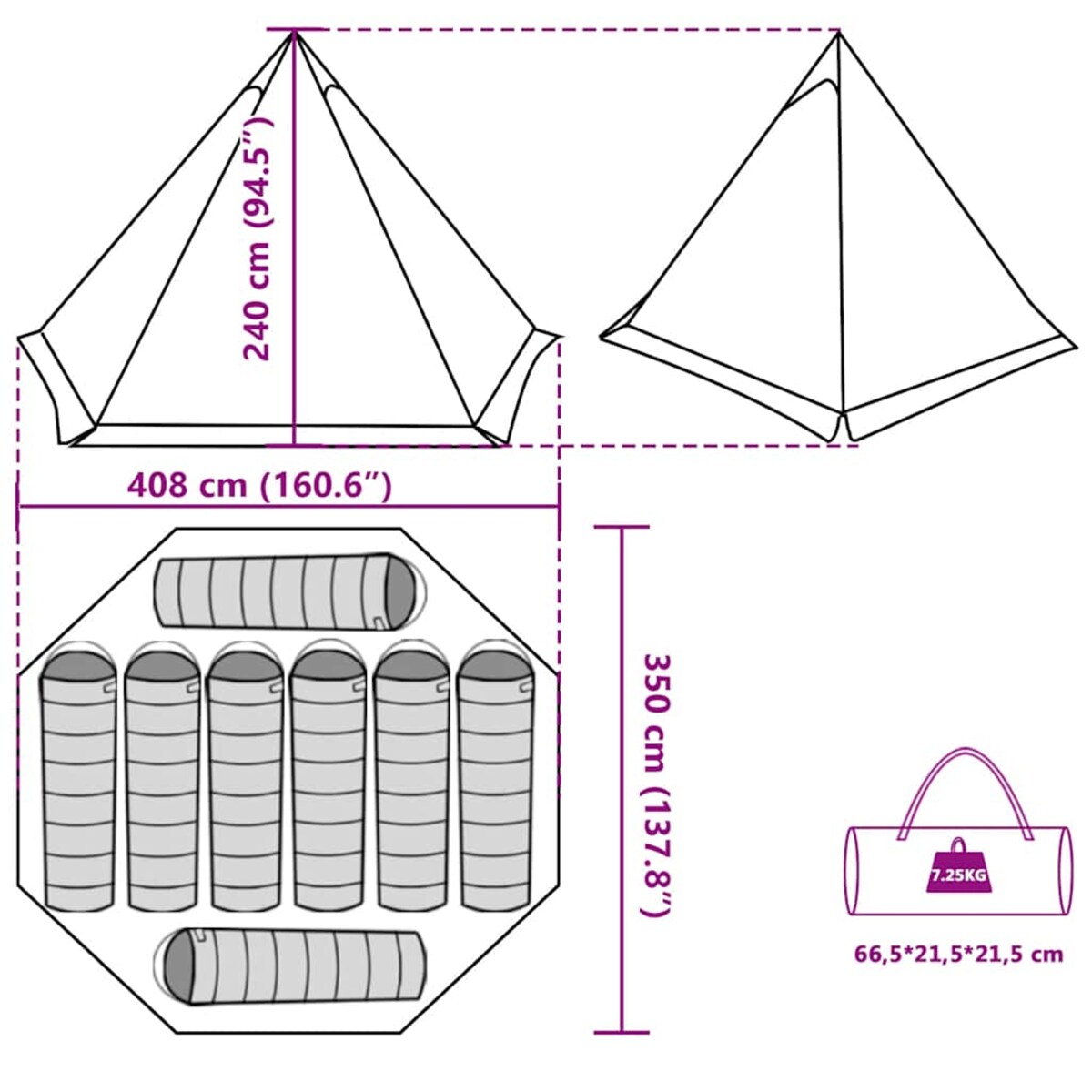 vidaXL Namiot turystyczny, 8-os., biały, zaciemniany, wodoszczelny