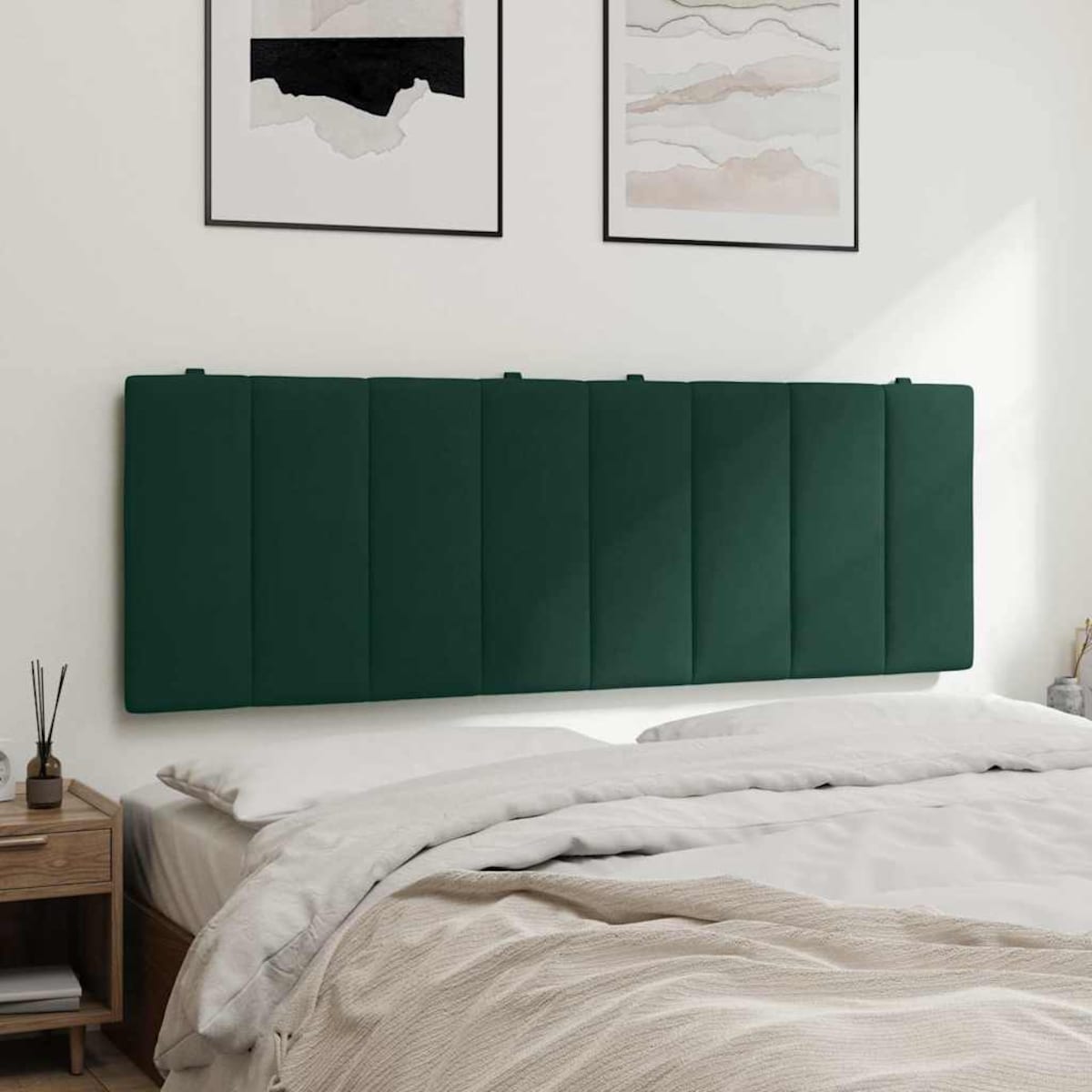 vidaXL Poduszka na wezgłowie, Hanko, ciemnozielona, 140 cm, aksamitna