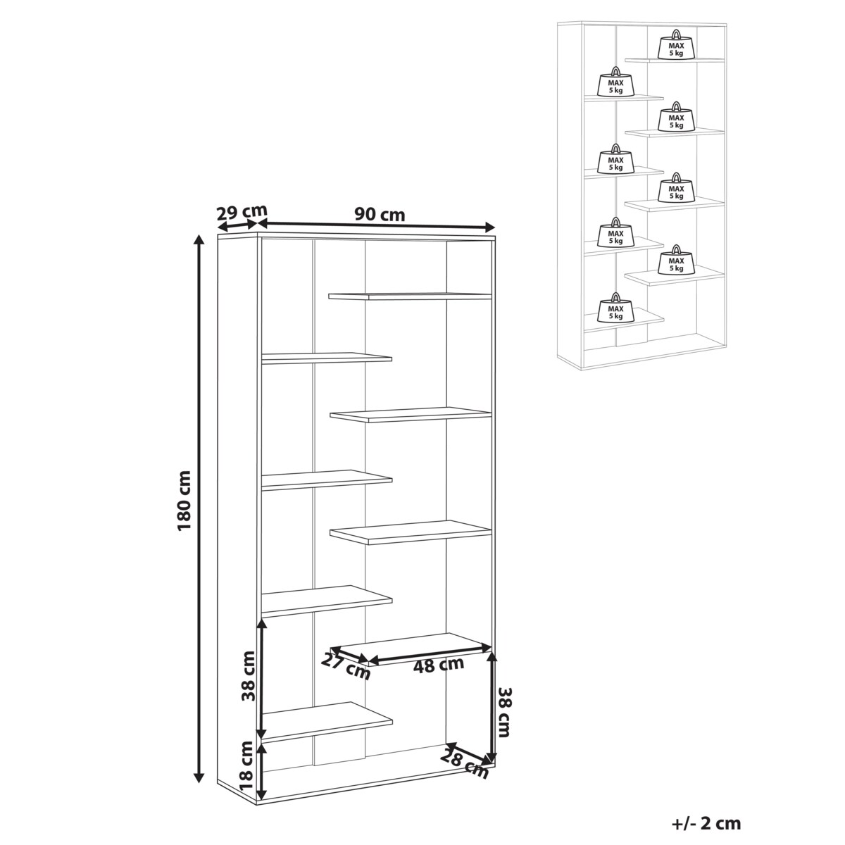 Regał na książki 8 półek FONTAS 180 cm Biały