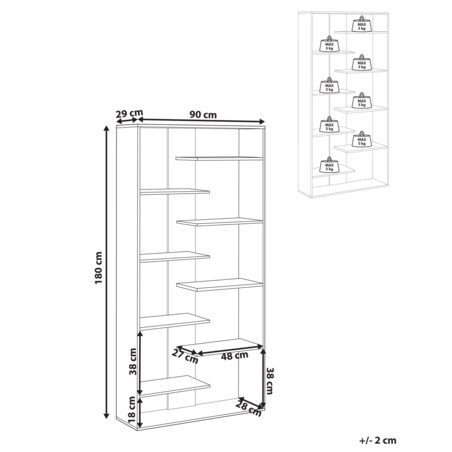 Regał na książki 8 półek FONTAS 180 cm Biały