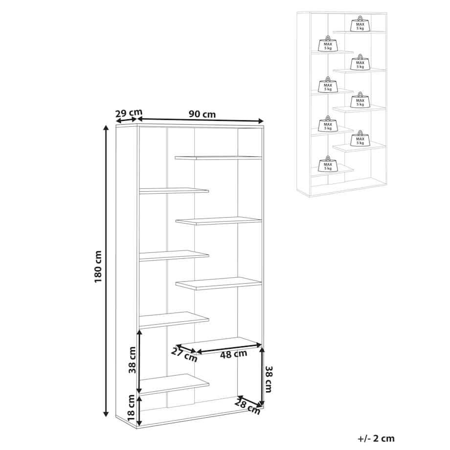 Regał na książki 8 półek FONTAS 180 cm Biały