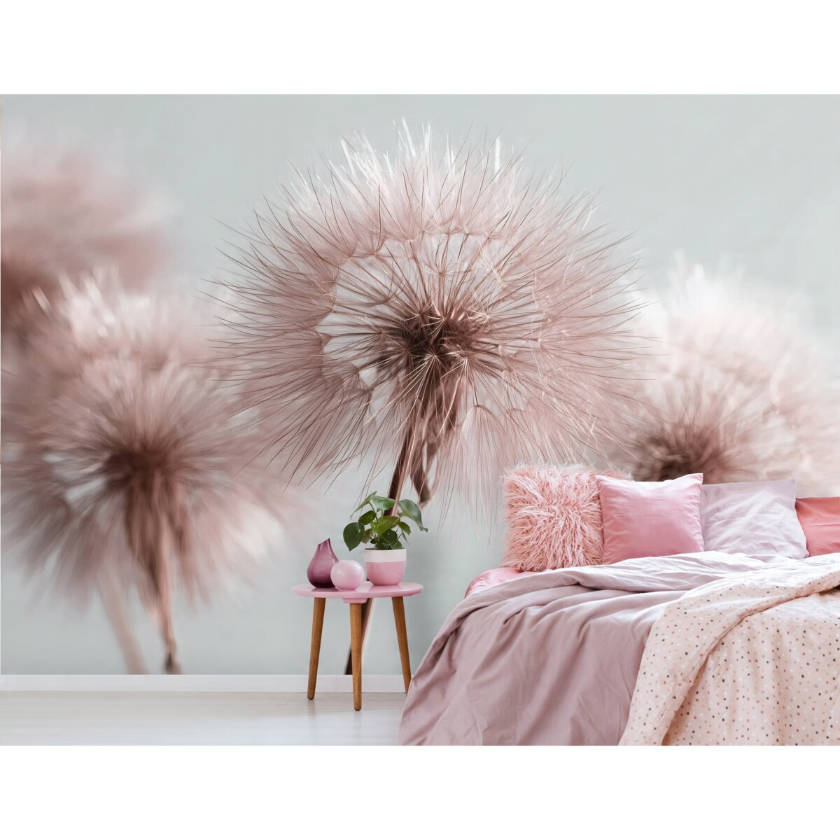 Fototapeta Do Sypialni Salonu Na Flizelinie Dmuchawce Natura Różowy 400x280