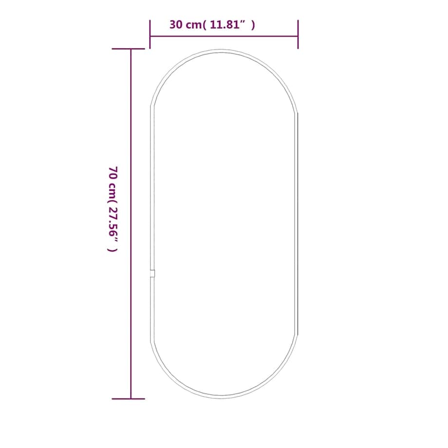 vidaXL Lustro ścienne, srebrne, 70x30 cm, owalne