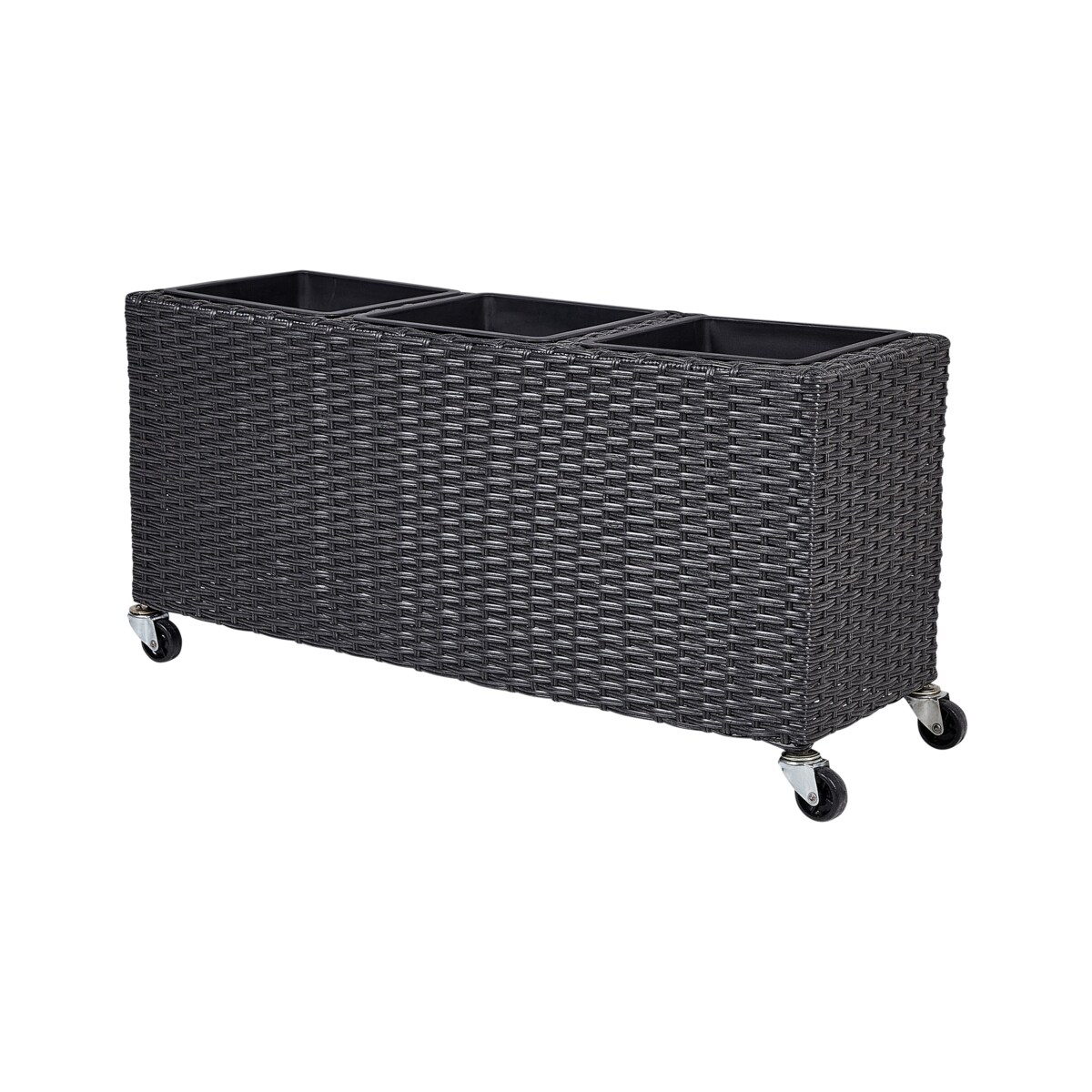 Donica na kółkach z technorattanu czarna BELLIS