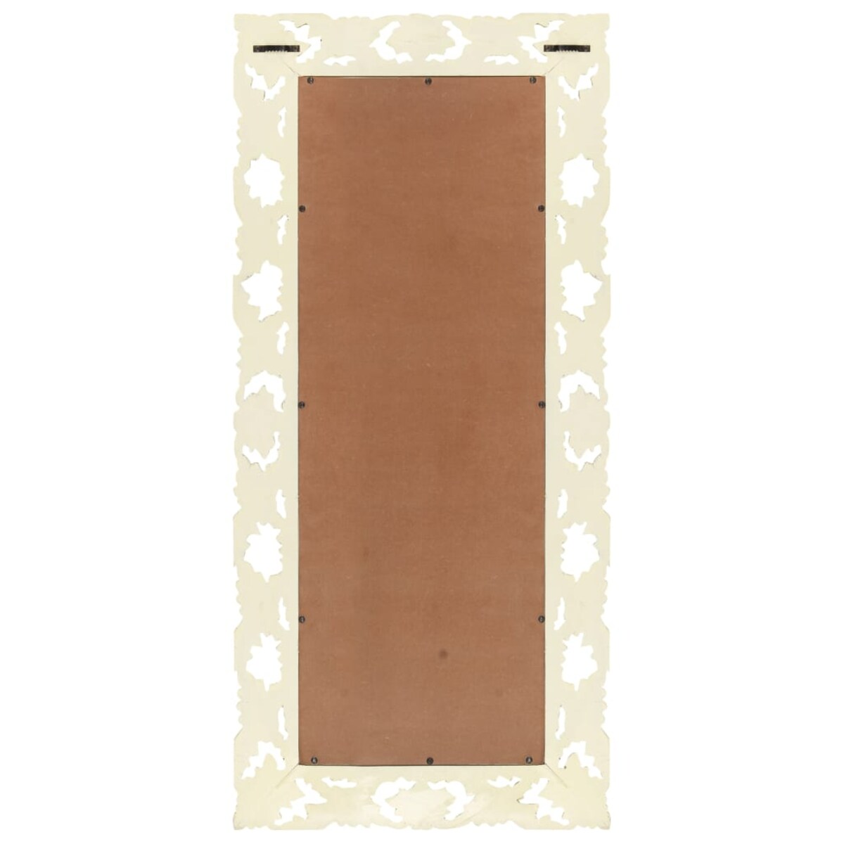 vidaXL Lustro w ręcznie rzeźbionej, białej ramie, 110x50 cm, mango