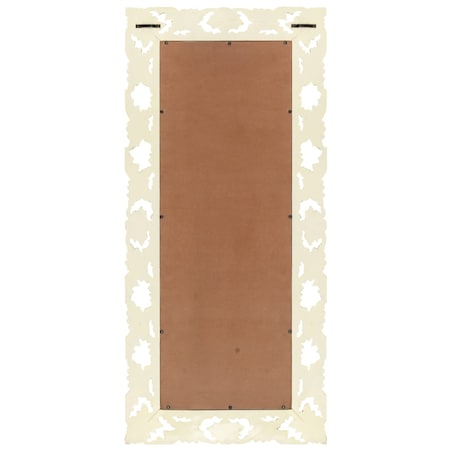 vidaXL Lustro w ręcznie rzeźbionej, białej ramie, 110x50 cm, mango