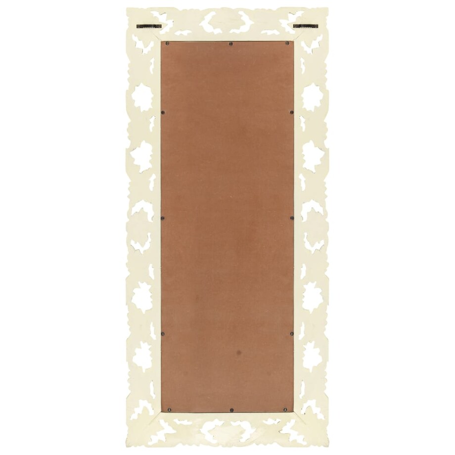 vidaXL Lustro w ręcznie rzeźbionej, białej ramie, 110x50 cm, mango