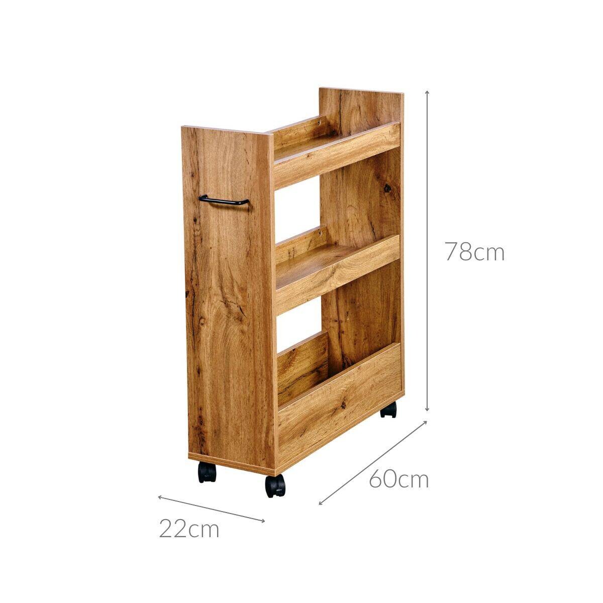 Wąski regał kuchenny, dąb sonoma, 22 cm