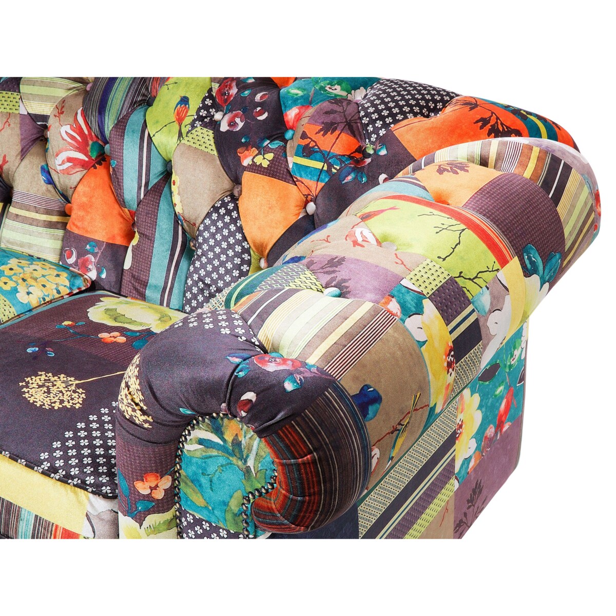 Sofa 3-osobowa patchworkowa żółta CHESTERFIELD