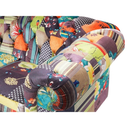 Sofa 3-osobowa patchworkowa żółta CHESTERFIELD