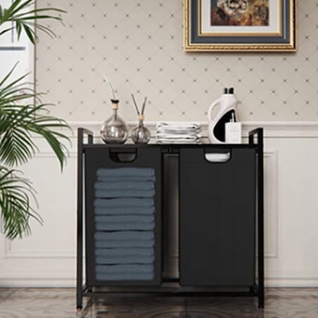 Kosz na pranie dwukomorowy duży z półką industrialny regał pojemnik loft