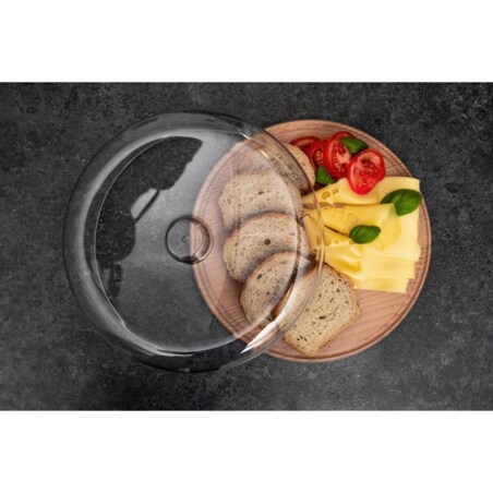 Patera Pojemnik na Ciasto Tort z Pokrywką Kloszem Drewniana Lekka 30 cm