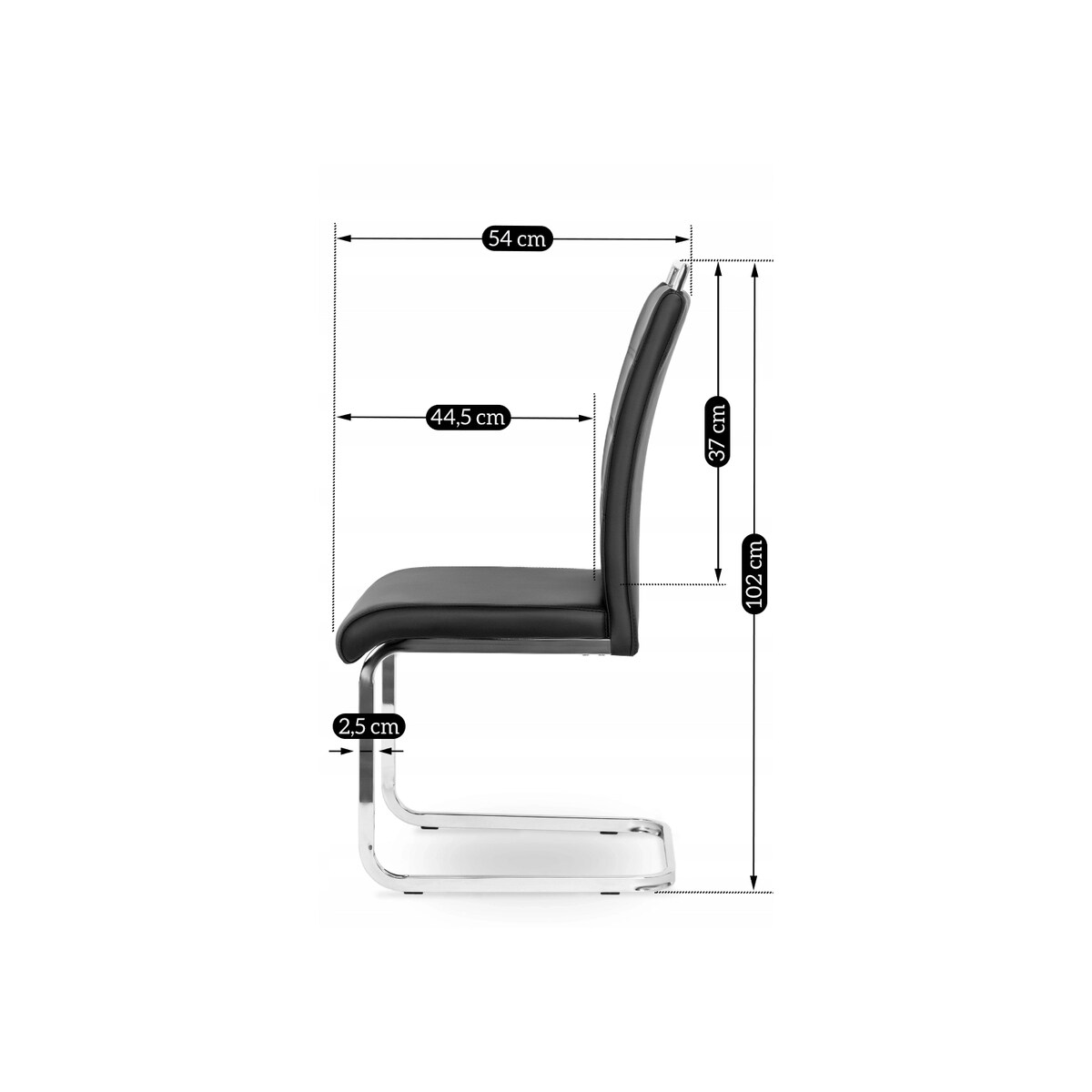 Krzesło Tapicerowane Czarne Na Płozach LOCA Kuchenne Do Jadalni Salonu