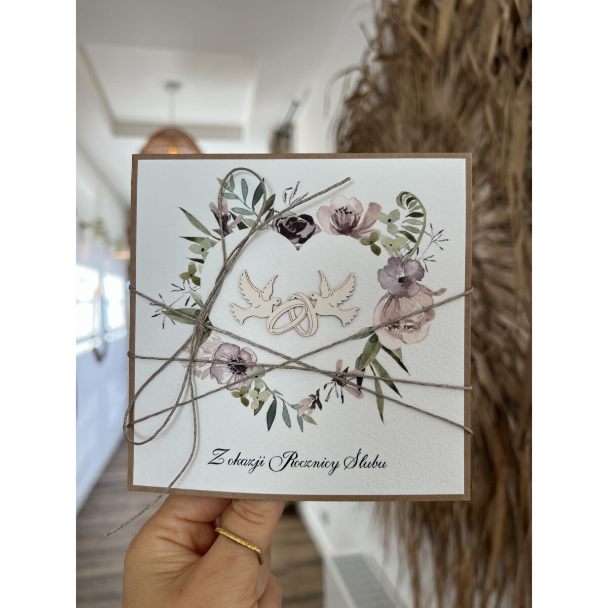 Prezent na rocznicę ślubu Rustykalna kartka życzenia z okazji rocznicy ślubu - rocznica ślubu