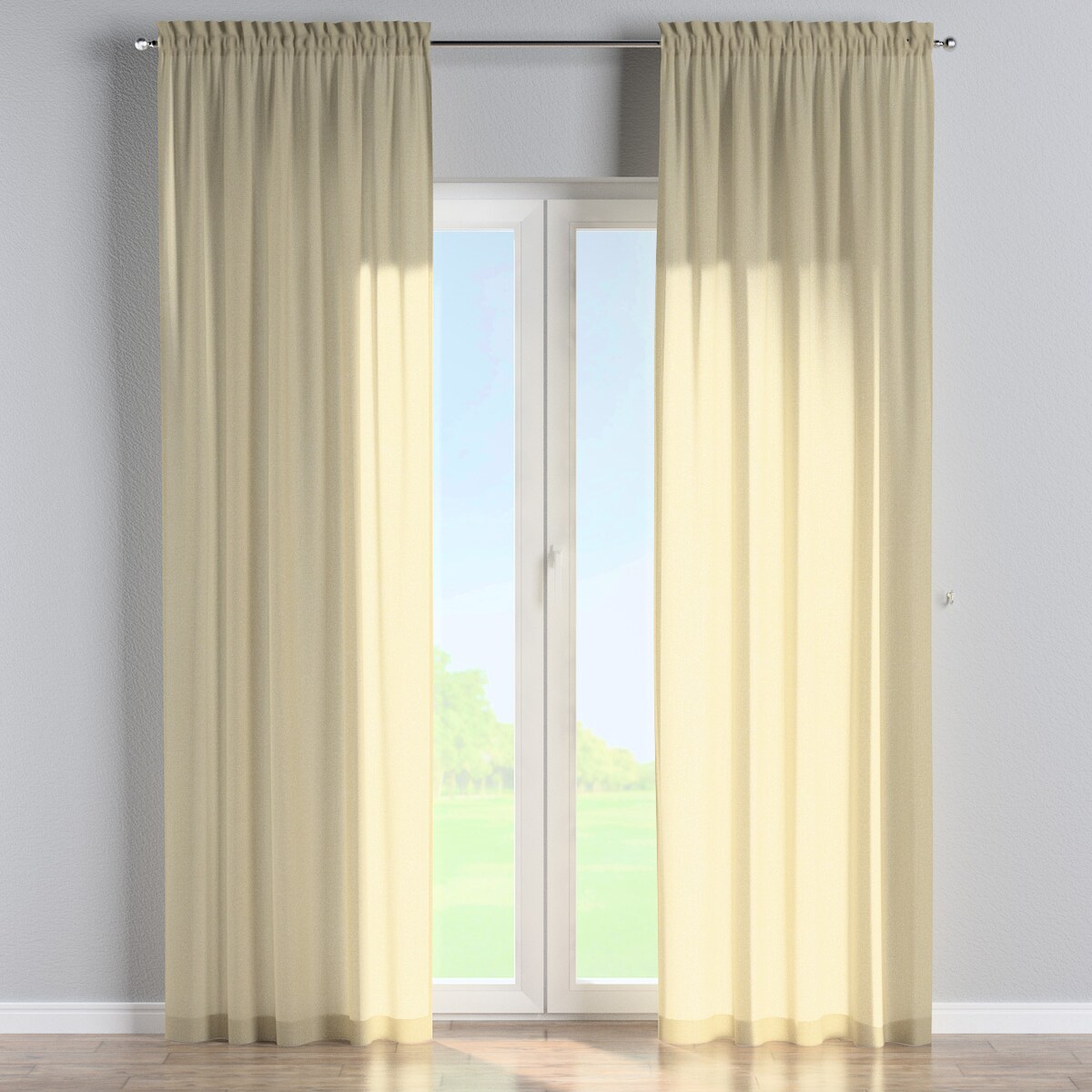 Zasłona na kanale z grzywką 1 szt. 130x245 jasny beż