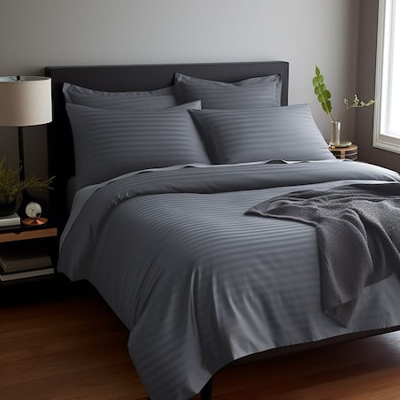 Poszewka satyna bawełniana 70x80 Cizgili kolor antracyt