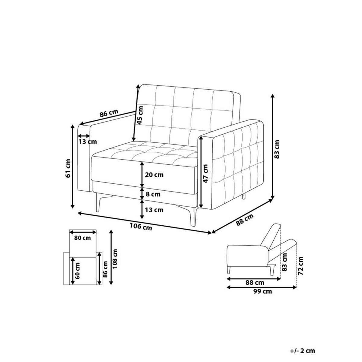 Fotel ABERDEEN Welur Jasnobeżowy