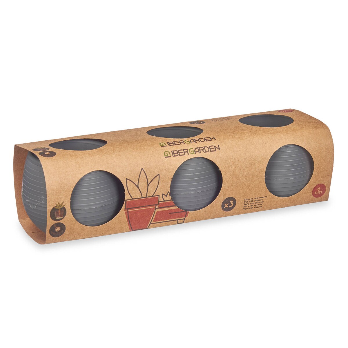 Doniczki samonawadniające, plastikowe, 3 sztuki, Ø 6 cm