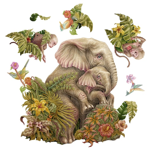 Zestaw naklejek na ścianę, Tropikalne liście, 130cm