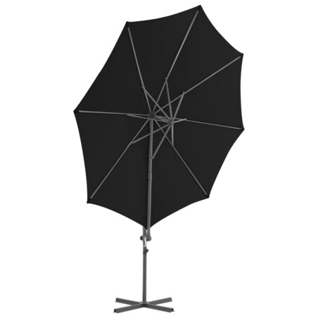 vidaXL Parasol wiszący ze stalowym słupkiem, 300 cm, czarny