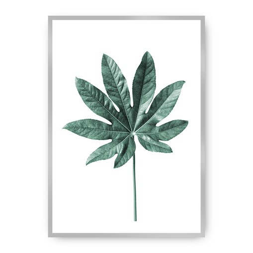 Plakat Leaf  Emerald Green, 21 x 30 cm, Ramka: Srebrna