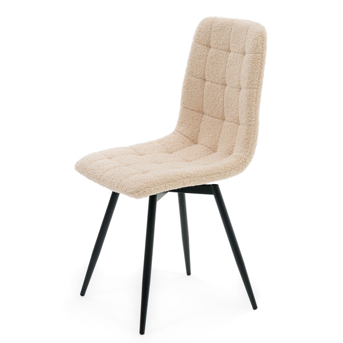 Krzesło tapicerowane obrotowe do salonu ARCO ciemnobeżowy boucle