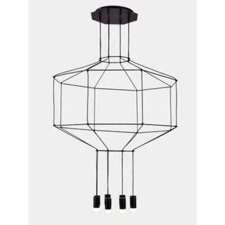 Futurystyczna lampa wisząca Linea XT080-8P Step tuby cube czarna