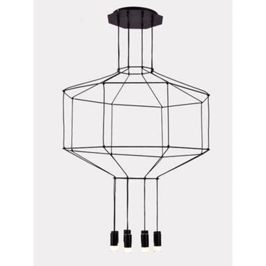 Futurystyczna lampa wisząca Linea XT080-8P Step tuby cube czarna