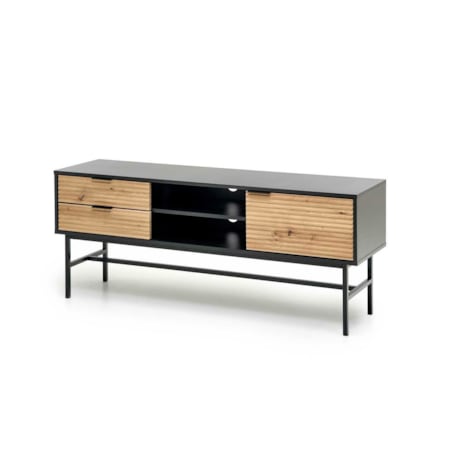 SZAFKA RTV Nihala 150/40/61 cm CZARNA fronty dąb artisan