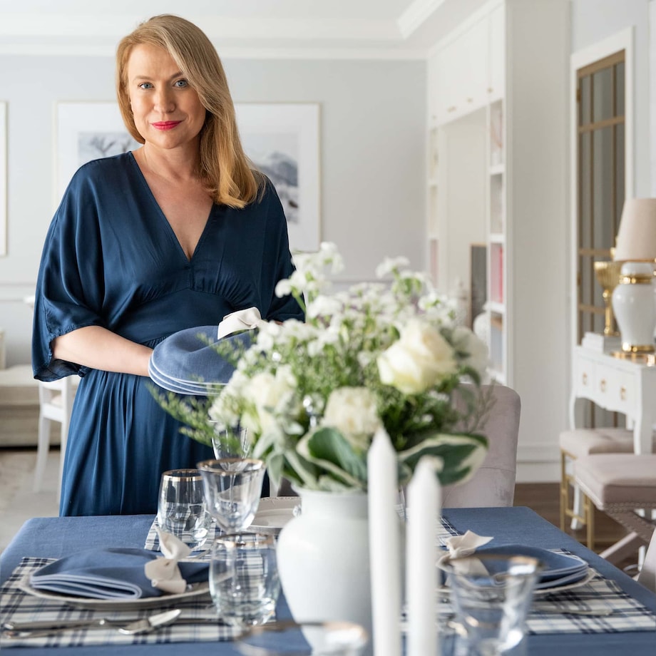 Obrus lniany Royal Blue - 150 cm x 250 cm