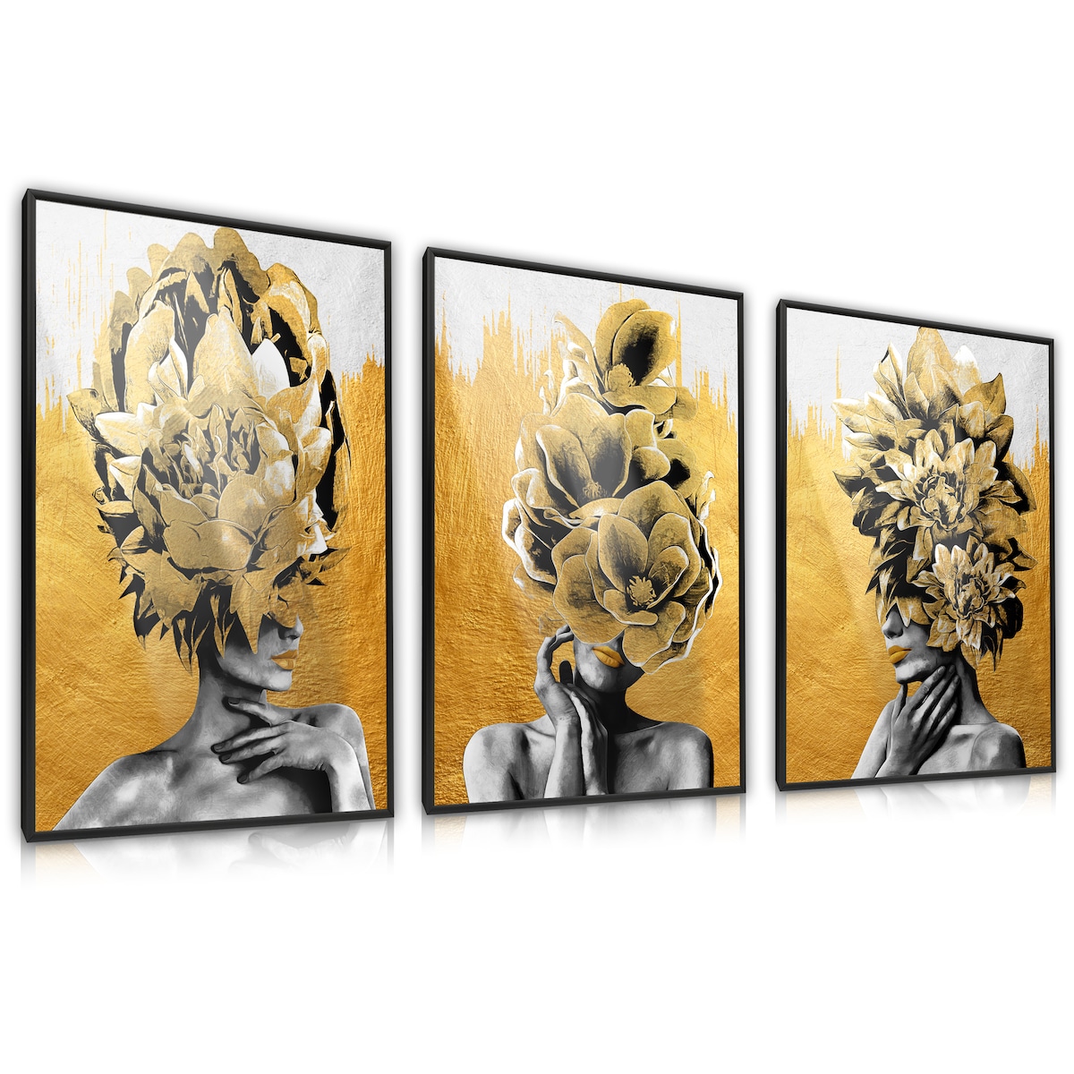 ZESTAW 3X PLAKAT W RAMIE KOBIECE PORTRETY ABSTRAKCJA KWIATY DO SALONU 30x40cm