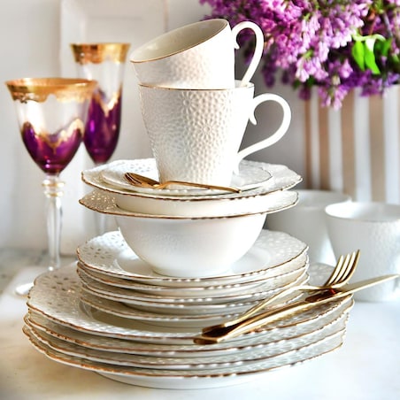 VILLA ITALIA Filiżanka porcelanowa 170 ml ze spodkiem LORETTA