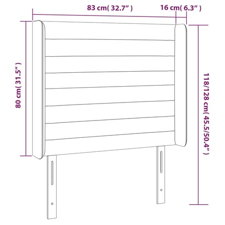 vidaXL Zagłówek uszak, kremowy, 83x16x118/128 cm, tkanina