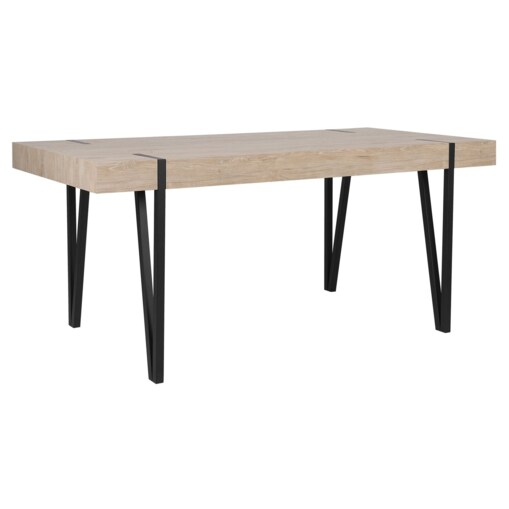 Stół do jadalni 150 x 90 cm jasne drewno z czarnym ADENA