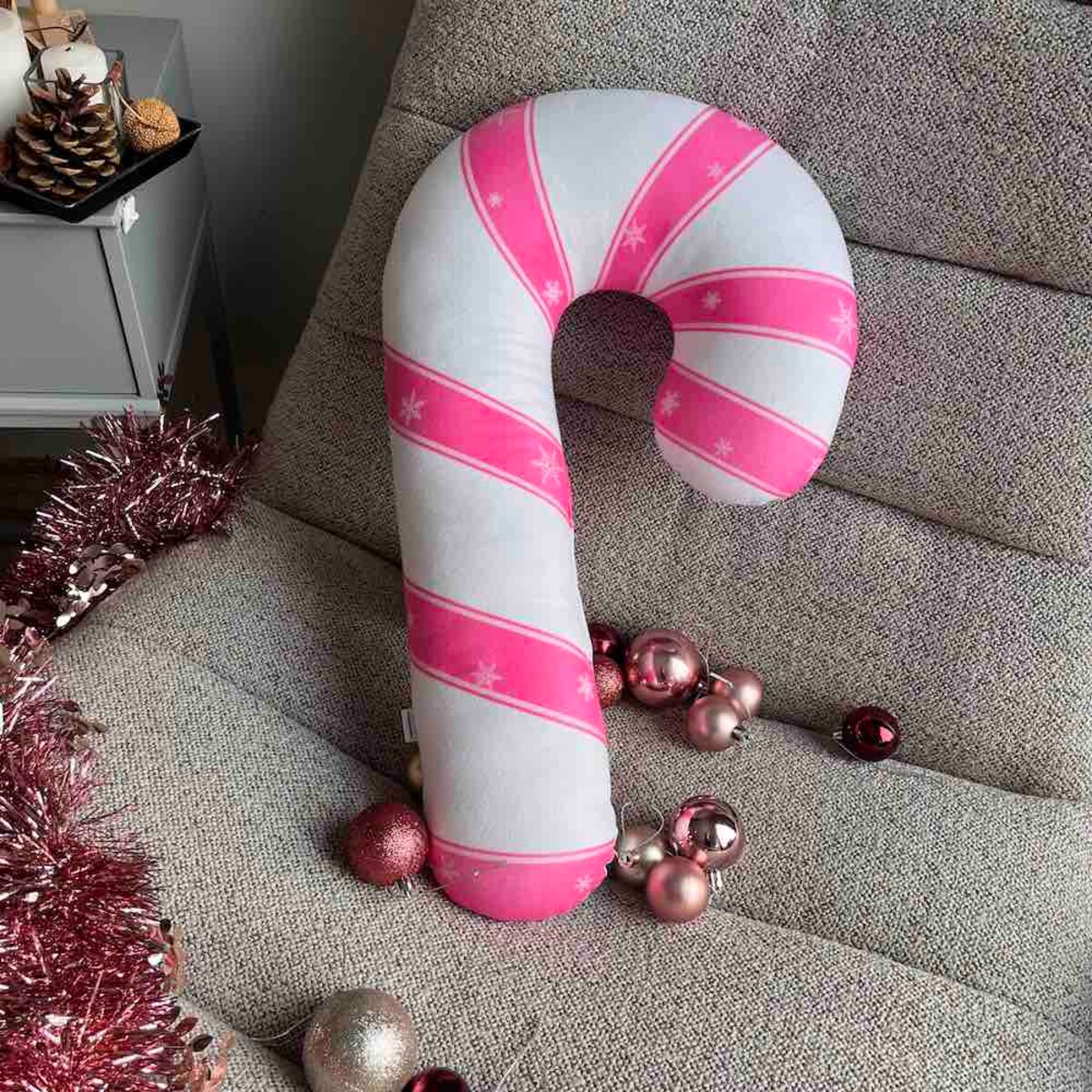 Poduszka duży cukierek Lizak Laska Świąteczna różowa