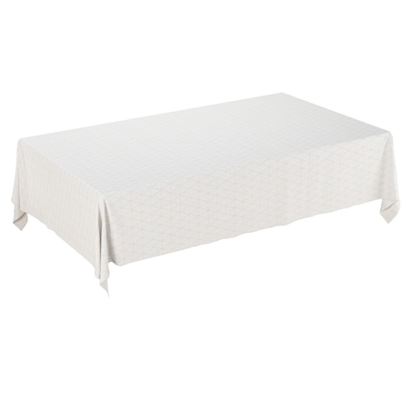 Obrus prostokątny 130 x 160 cm beżowe trójkąty na kremowo-białym tle