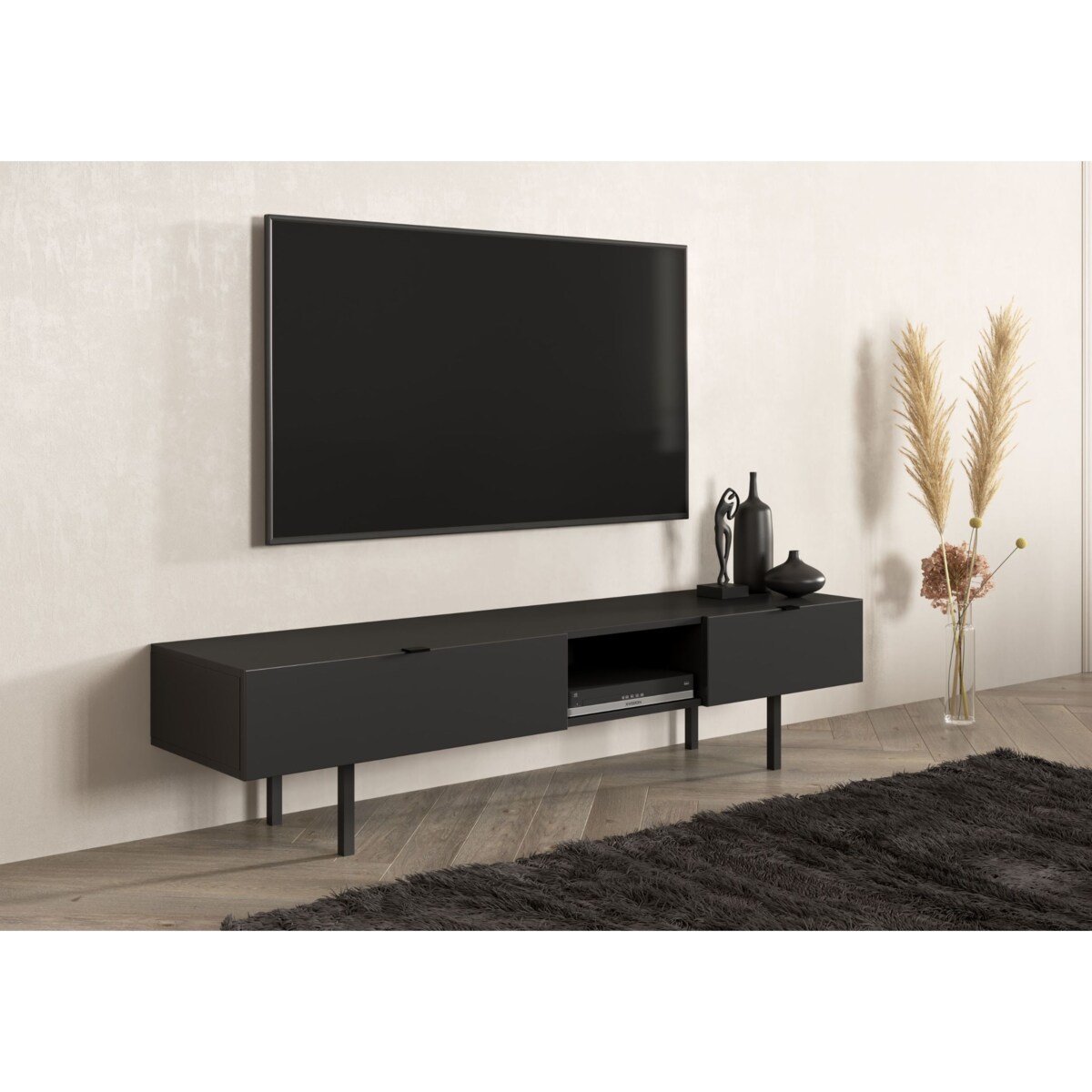 Czarna szafka RTV z szufladą Skandica MYWAY / szer. 180 cm