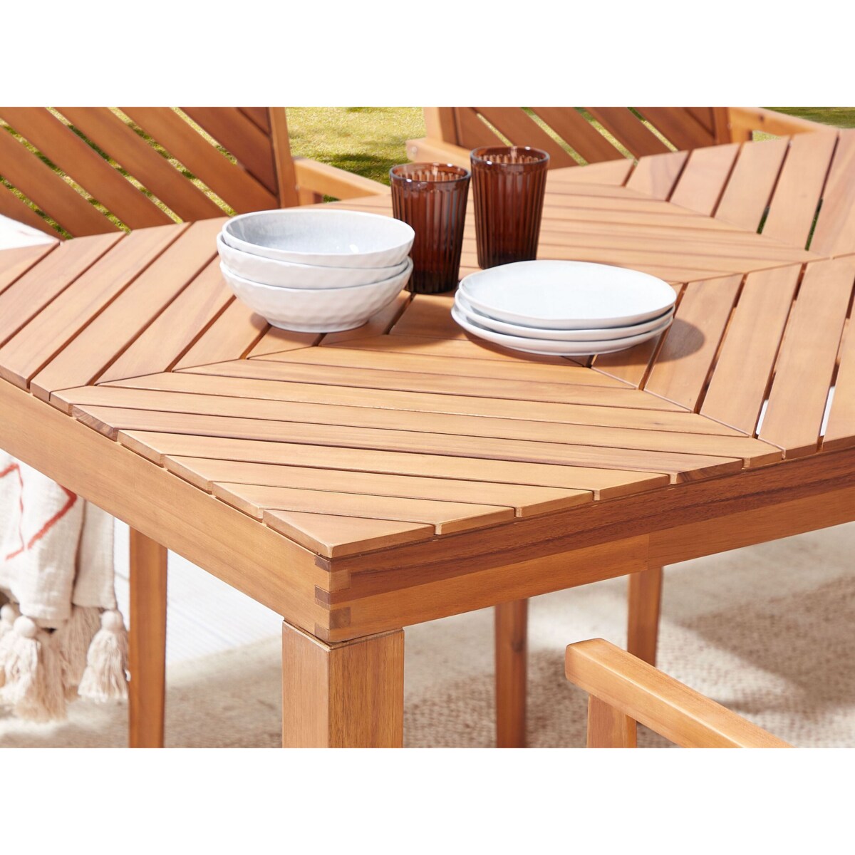 Stół ogrodowy drewniany 180 x 90 cm jasny BARATTI