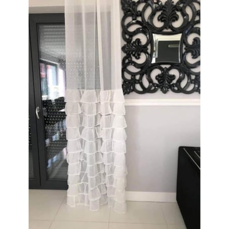 Firana "half" z falbanami od dołu | 140x250 przelotki | biała