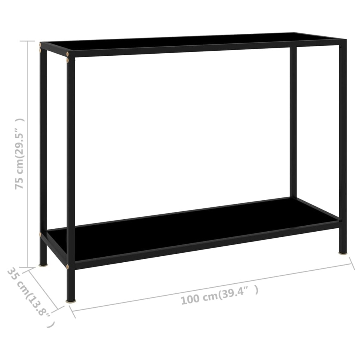 vidaXL Stolik konsolowy, czarny, 100x35x75 cm, szkło hartowane