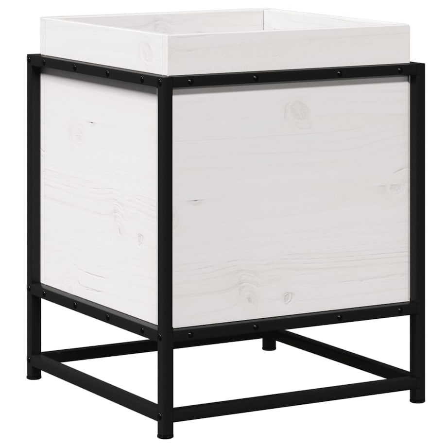 vidaXL Donica ogrodowa, biała, 40x40x50 cm, lite drewno sosnowe