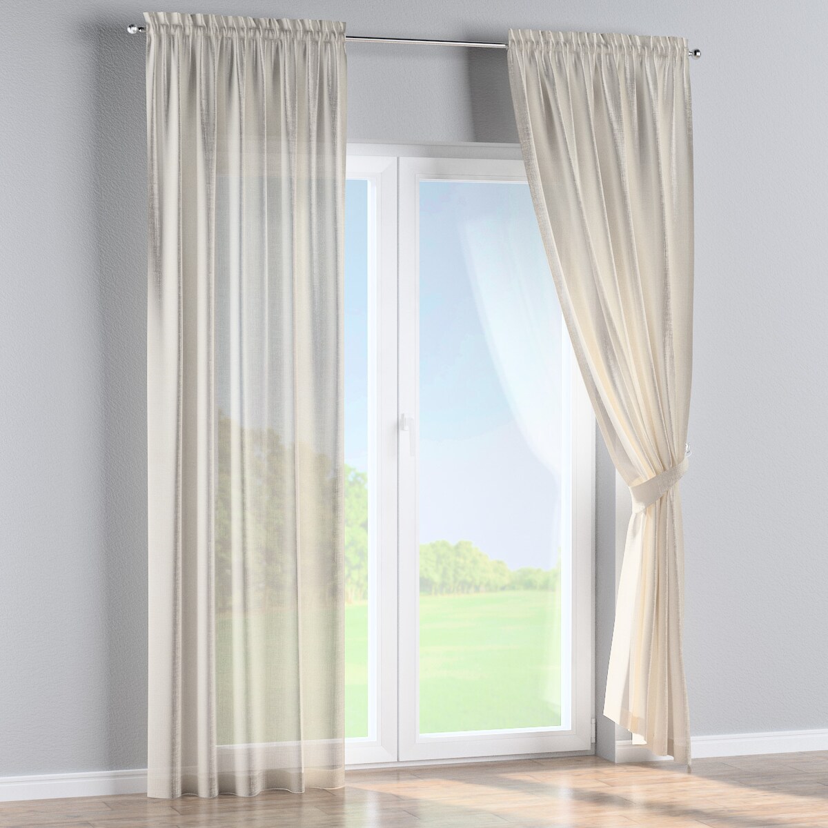 Zasłona na kanale z grzywką 1 szt. 130x260 ecru